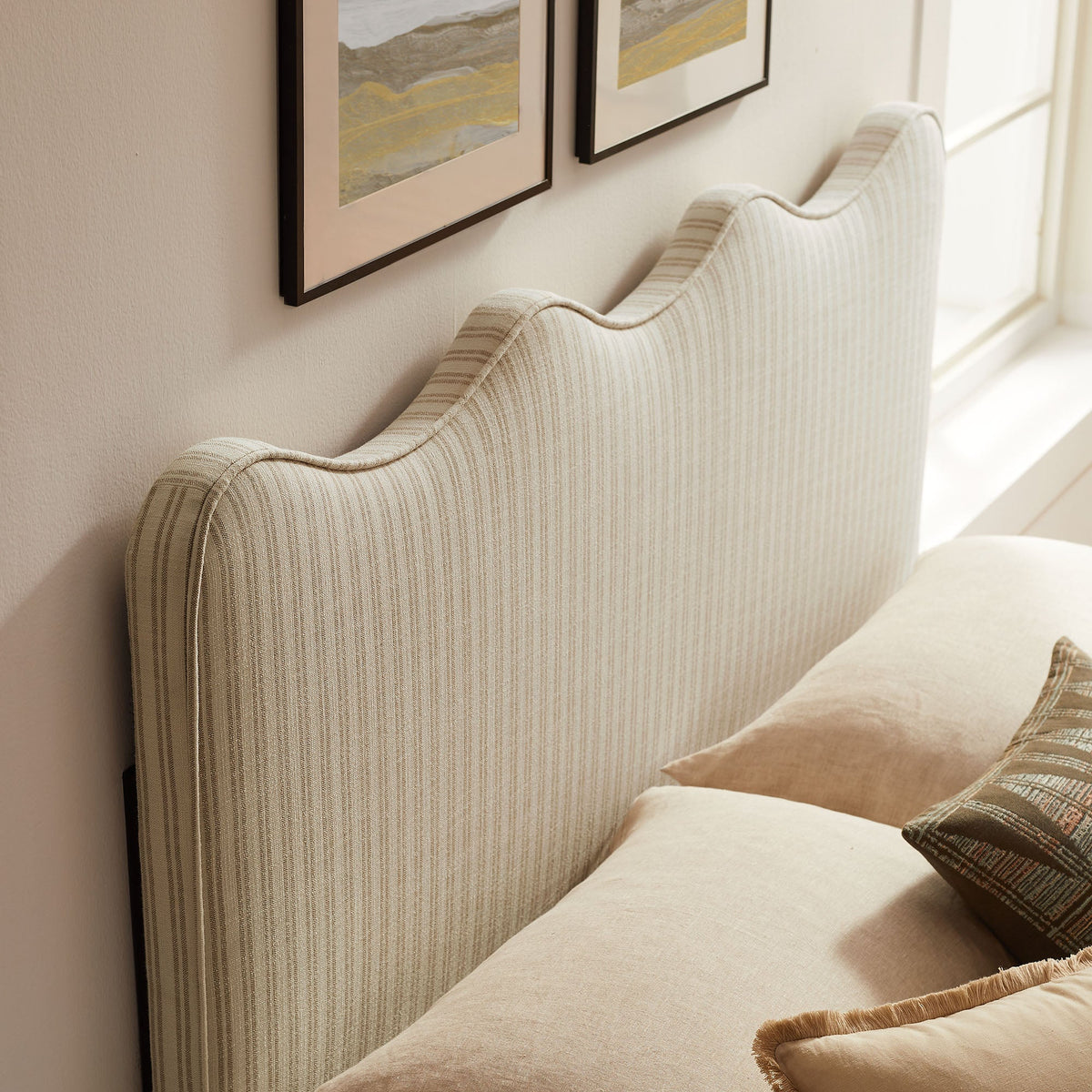 Athena Striped Fabric Upholstered Full Size Headboard by Modway