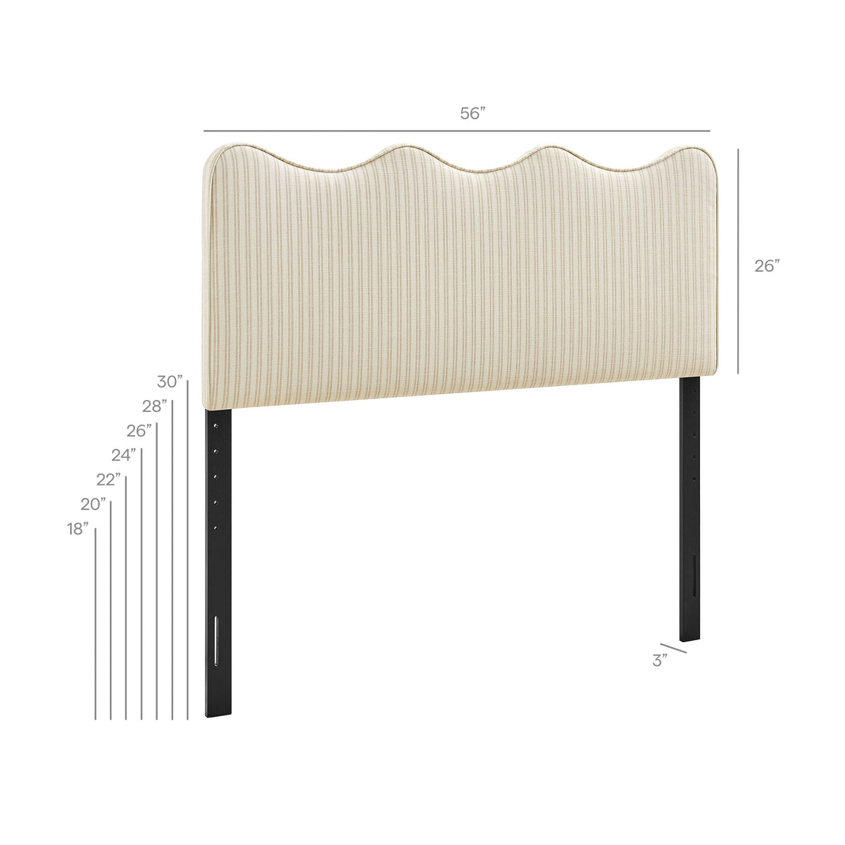 Athena Striped Fabric Upholstered Full Size Headboard by Modway