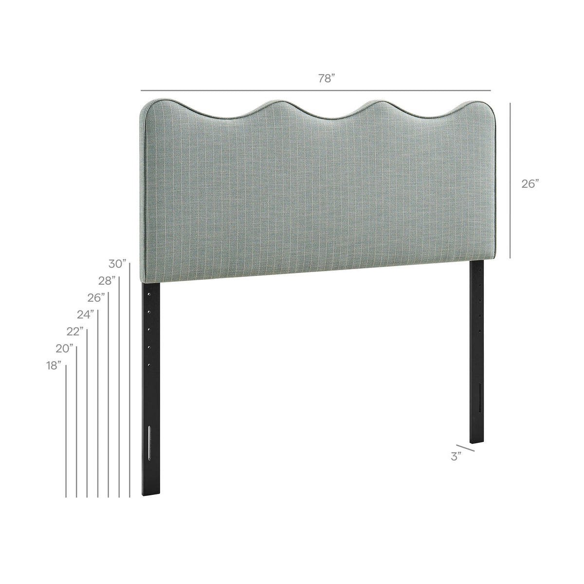 Athena Striped Fabric Upholstered King Size Headboard by Modway