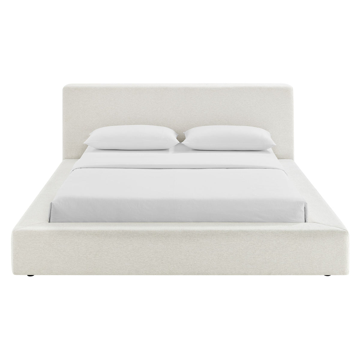 Luma Chenille Upholstered King Platform Bed Frame by Modway - Ivory Fabric / Light Gray Fabric