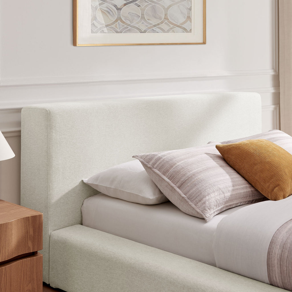 Luma Chenille Upholstered King Platform Bed Frame by Modway - Ivory Fabric / Light Gray Fabric