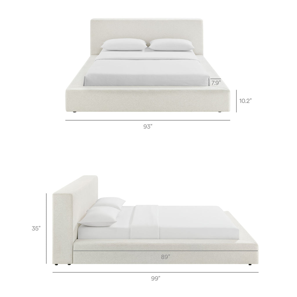 Luma Chenille Upholstered King Platform Bed Frame by Modway - Ivory Fabric / Light Gray Fabric