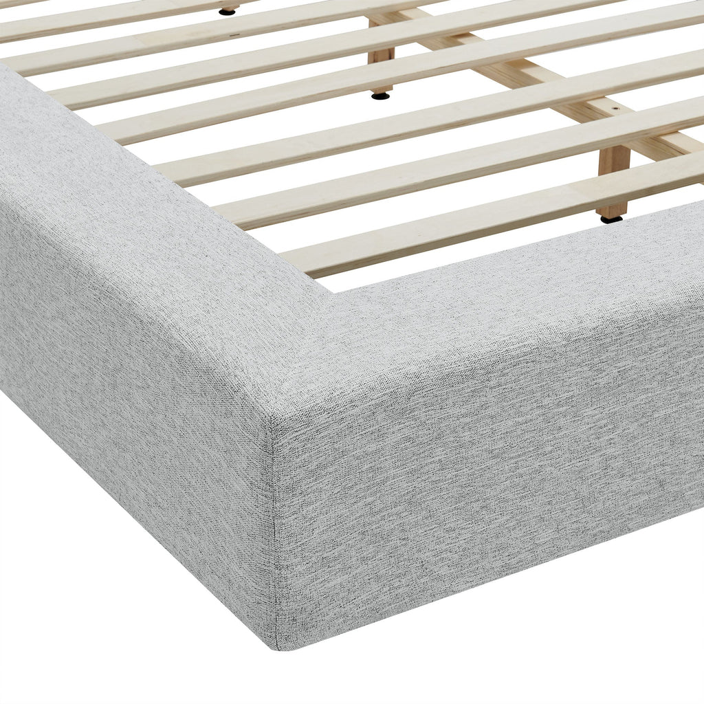 Luma Chenille Upholstered King Platform Bed Frame by Modway - Ivory Fabric / Light Gray Fabric