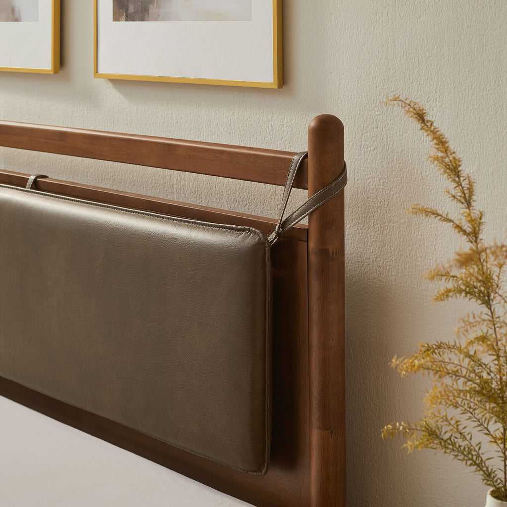 Leni King Size Vegan Leather and Wood Platform Bed Frame by Modway