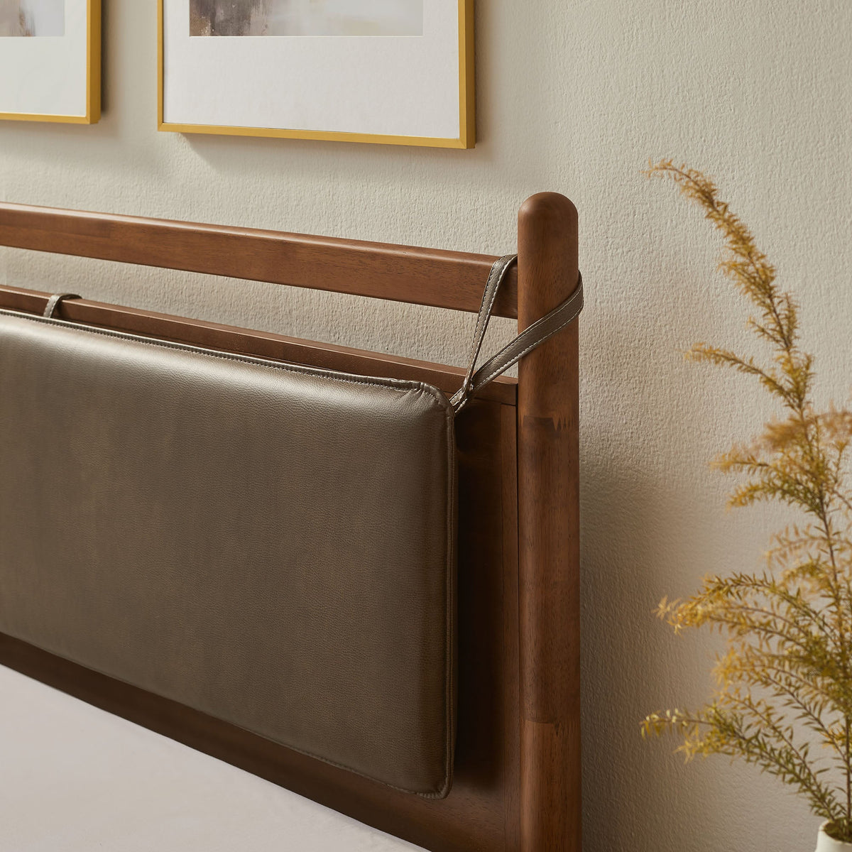 Leni King Size Vegan Leather and Wood Platform Bed Frame by Modway