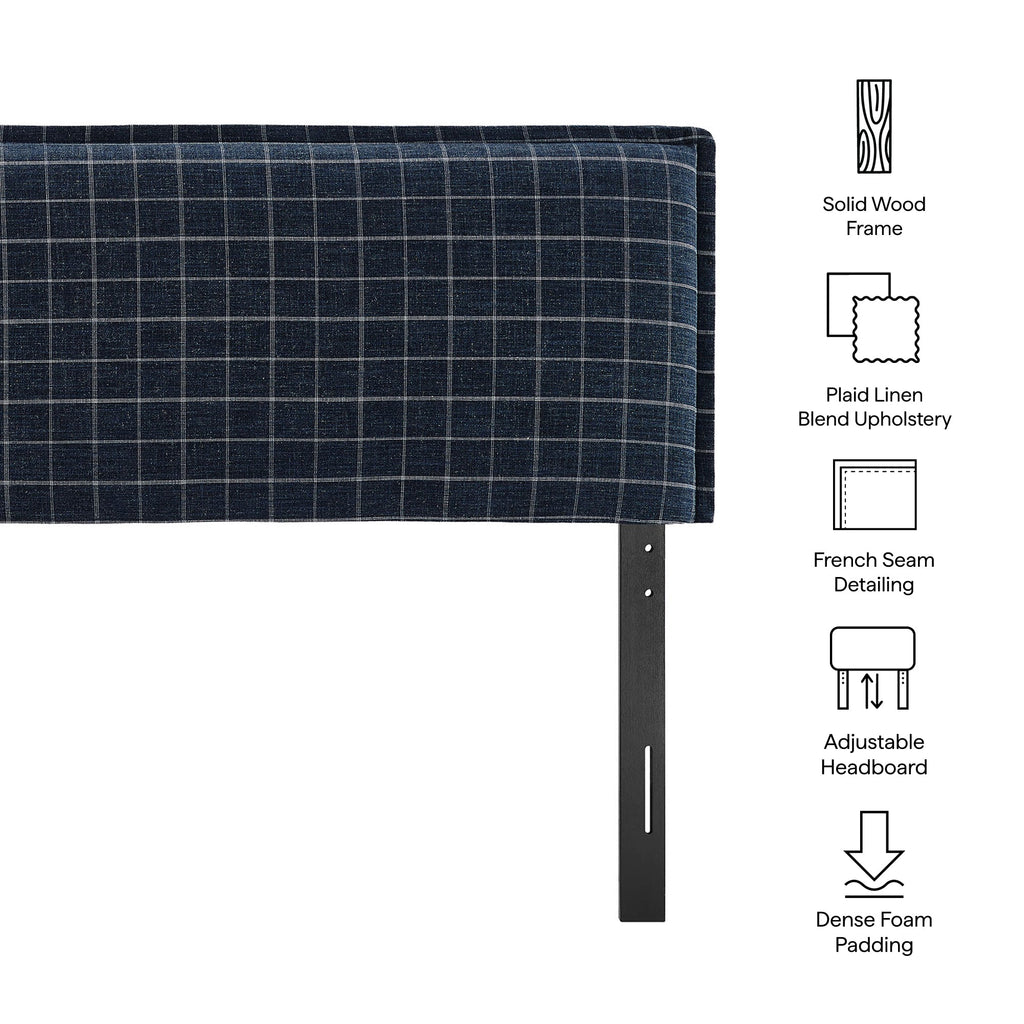 Camille Checkered Linen Blend Queen Size Headboard by Modway