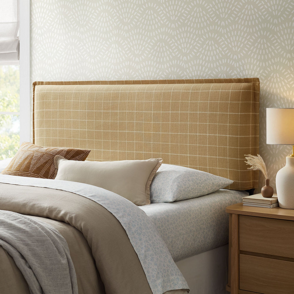 Camille Checkered Linen Blend Queen Size Headboard by Modway