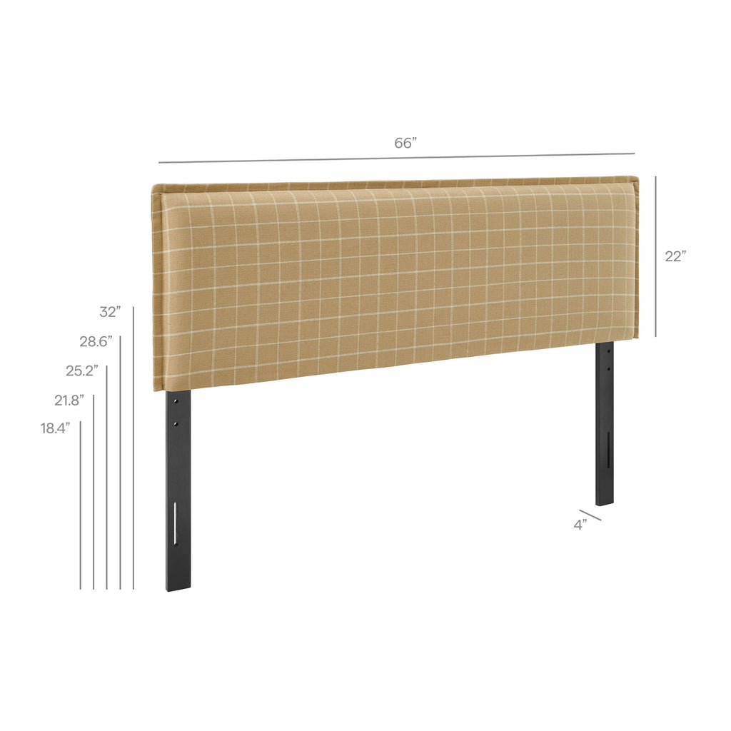 Camille Checkered Linen Blend Queen Size Headboard by Modway