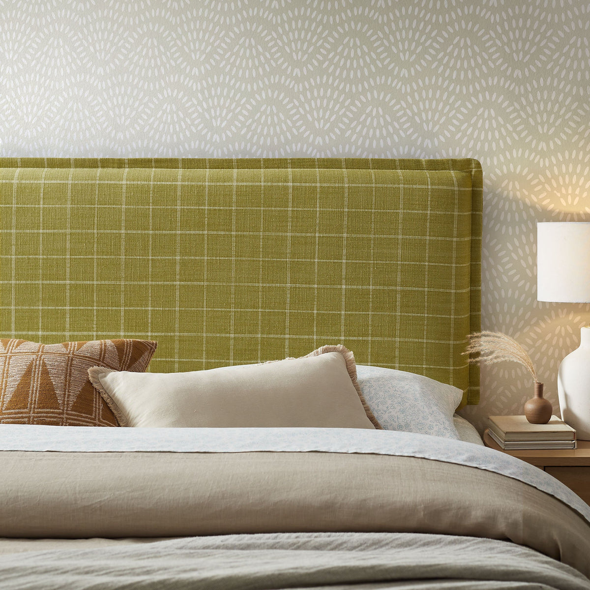 Camille Checkered Linen Blend King Size Headboard by Modway