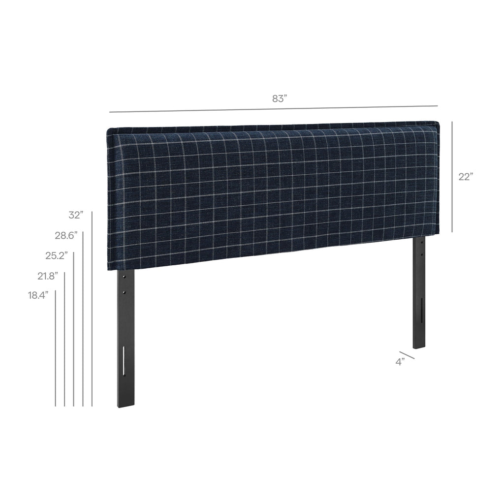 Camille Checkered Linen Blend King Size Headboard by Modway
