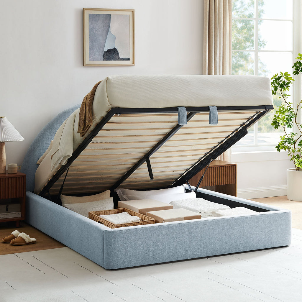 Resort Queen Arched Upholstered Fabric Storage Platform Bed Frame by Modway