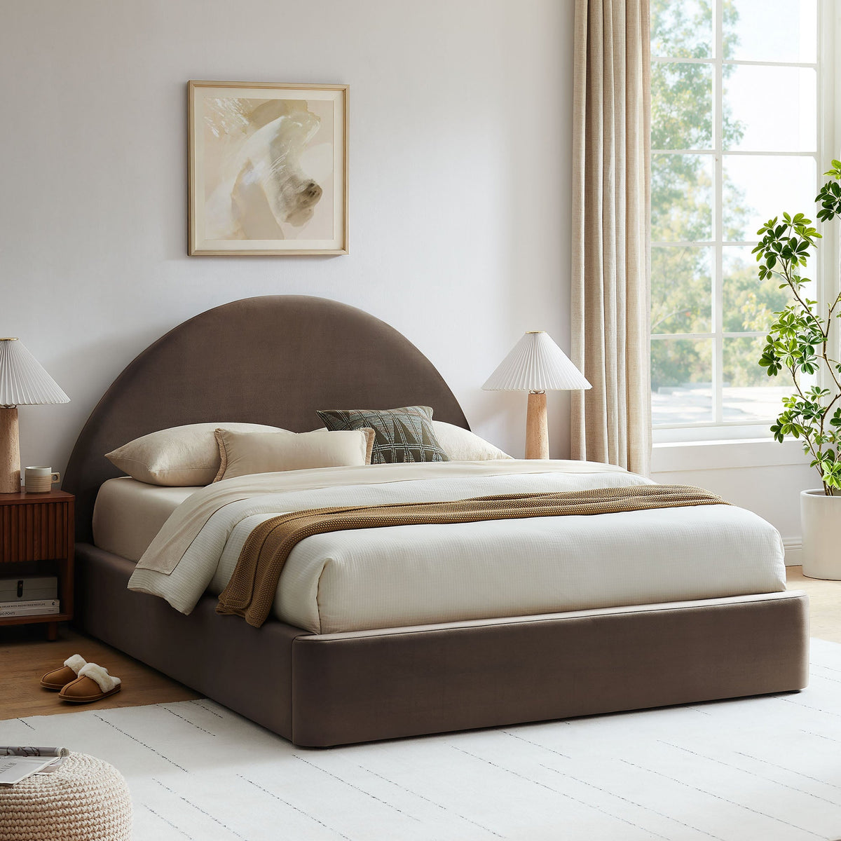 Resort King Arched Performance Velvet Storage Platform Bed Frame by Modway