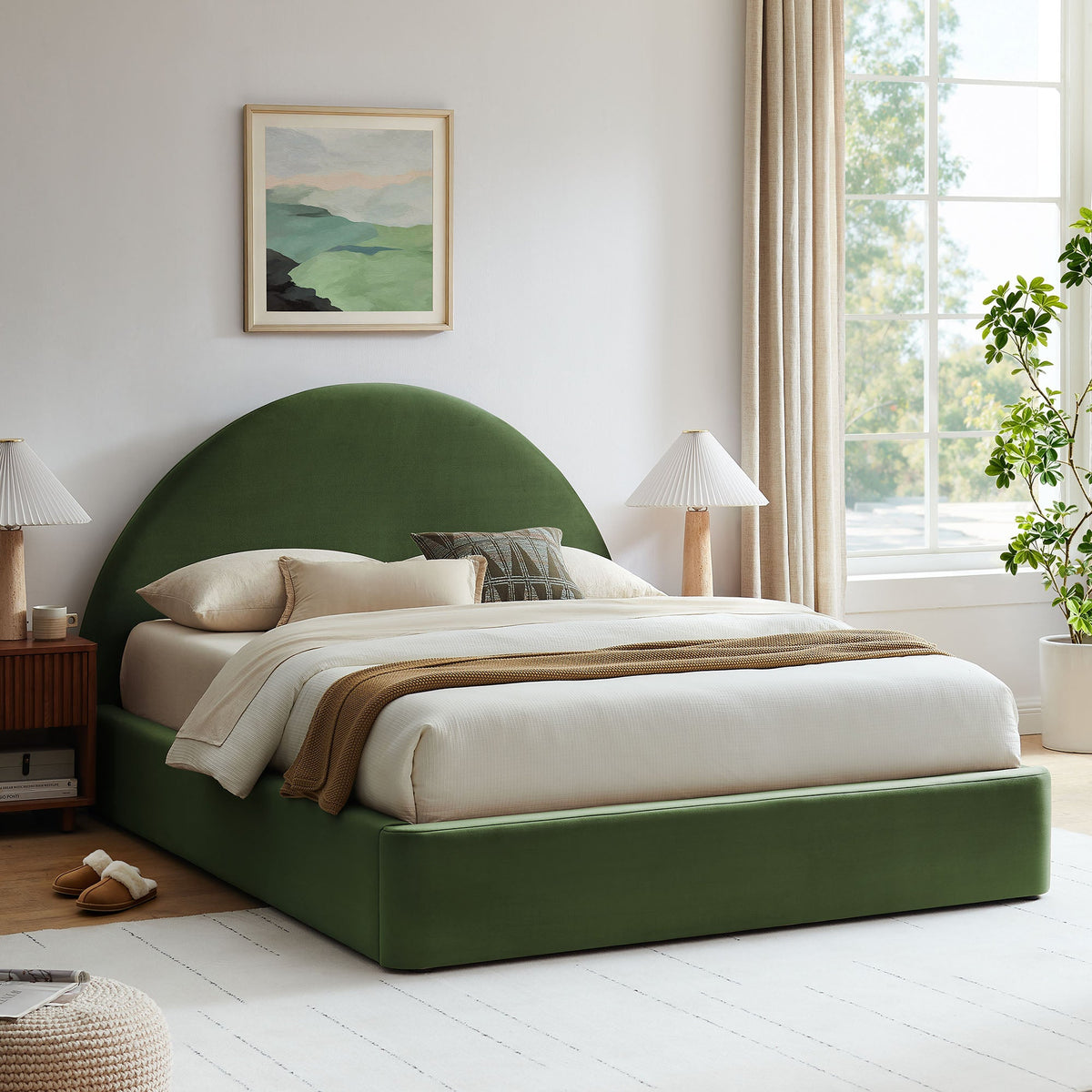 Resort King Arched Performance Velvet Storage Platform Bed Frame by Modway