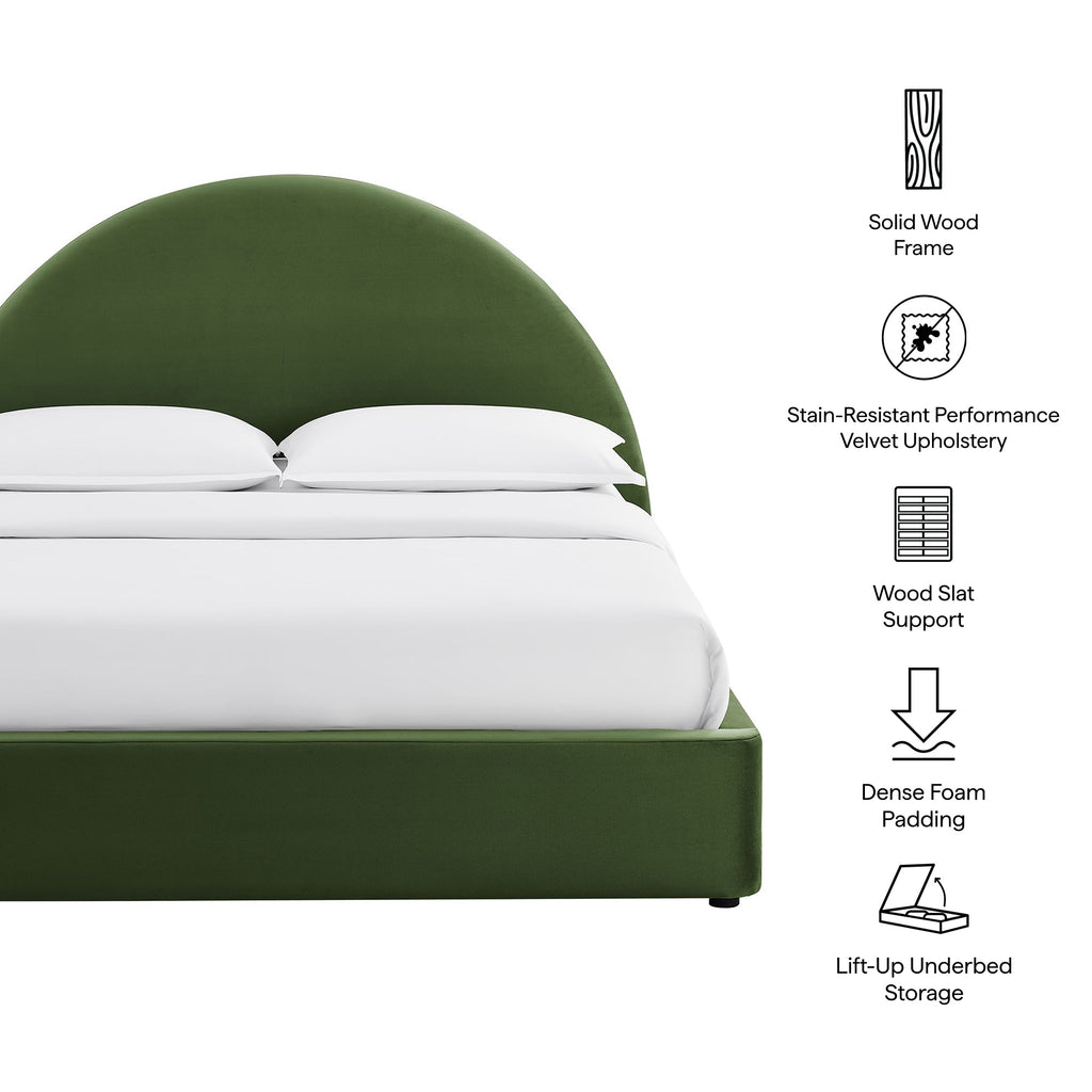 Resort King Arched Performance Velvet Storage Platform Bed Frame by Modway