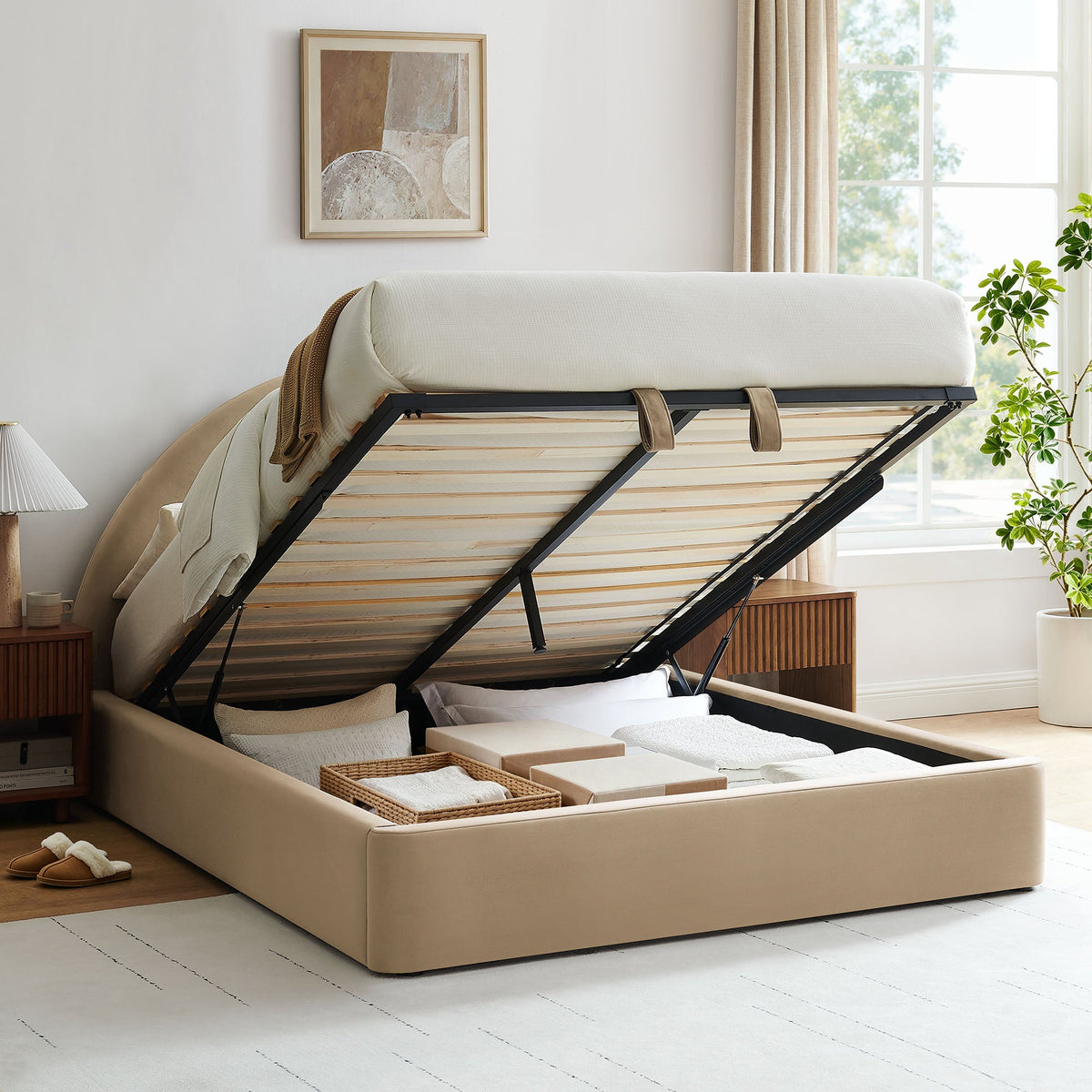 Resort King Arched Performance Velvet Storage Platform Bed Frame by Modway