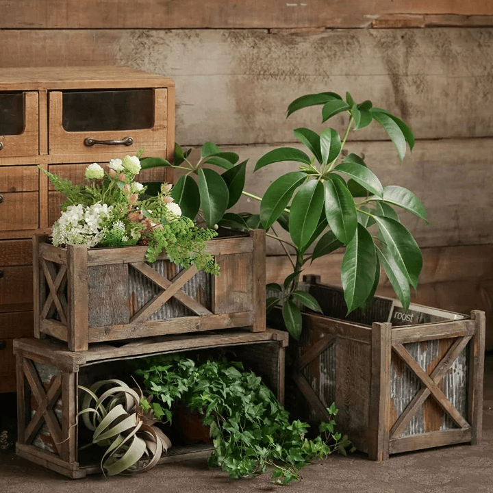 Weathered Garden Storage Planter
