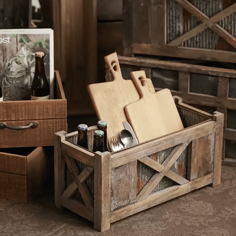 Weathered Garden Storage Planter