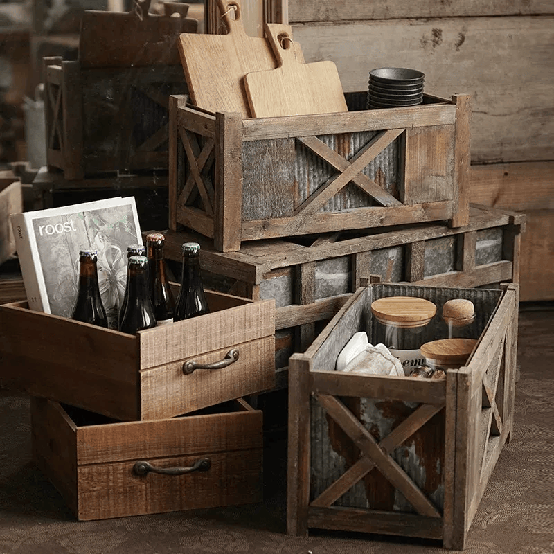 Weathered Garden Storage Planter