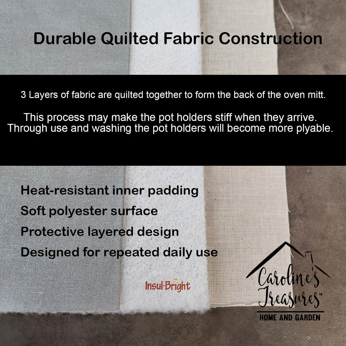 Streetcar Next Stop Audubon Park Pot Holder Set of 2 Heat Resistant Quilted Hot Pads 7.5 x 7.5 Inch, Insulated Kitchen Trivets for Cooking & Baking