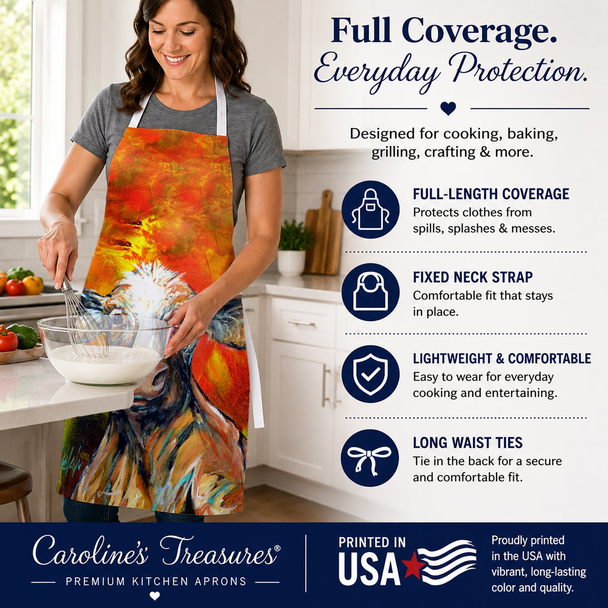 Another Happy Cow Apron Cooking Kitchen Server Baking Crafts Gardening for Adult Women Men, Unisex, Large, Multicolor