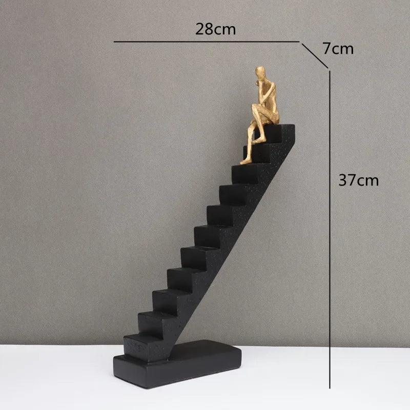 Modern Staircase Climbing Human Sculpture for Home Decor
