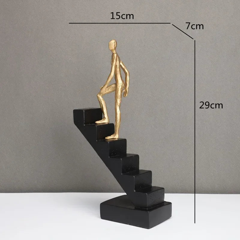 Modern Staircase Climbing Human Sculpture for Home Decor