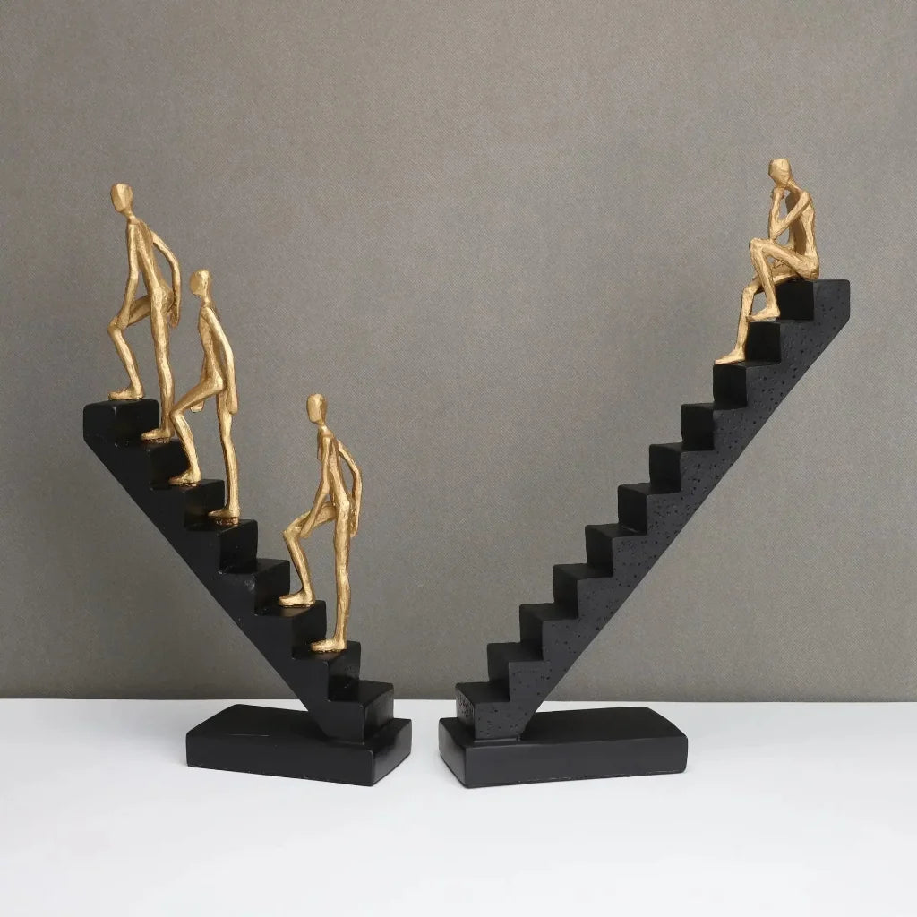 Modern Staircase Climbing Human Sculpture for Home Decor