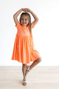 Neon Coral S/S Pocket Twirl Dress