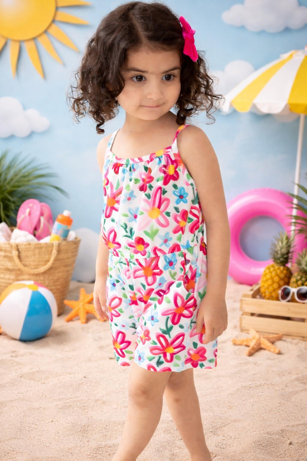SALE Neon Floral Strappy Play Romper