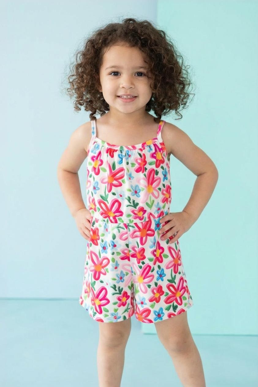SALE Neon Floral Strappy Play Romper