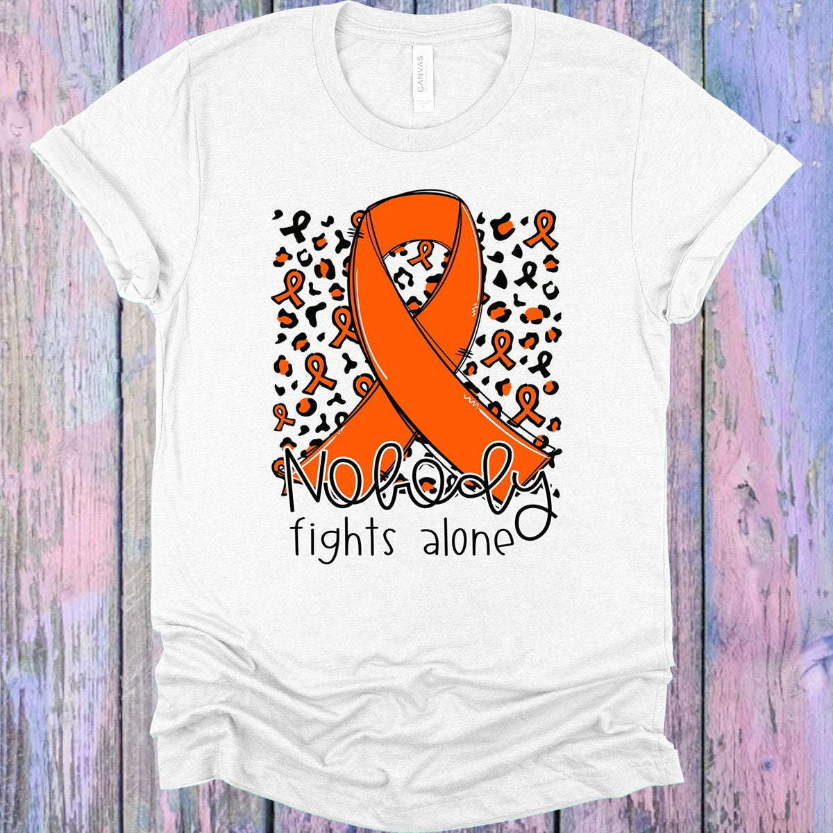 Nobody Fights Alone Orange Ribbon Graphic Tee