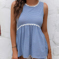 Lace Patchwork Round Neck Striped Knitted Vest