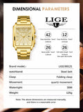 Men's Square Large Dial Steel Belt Simple Watch