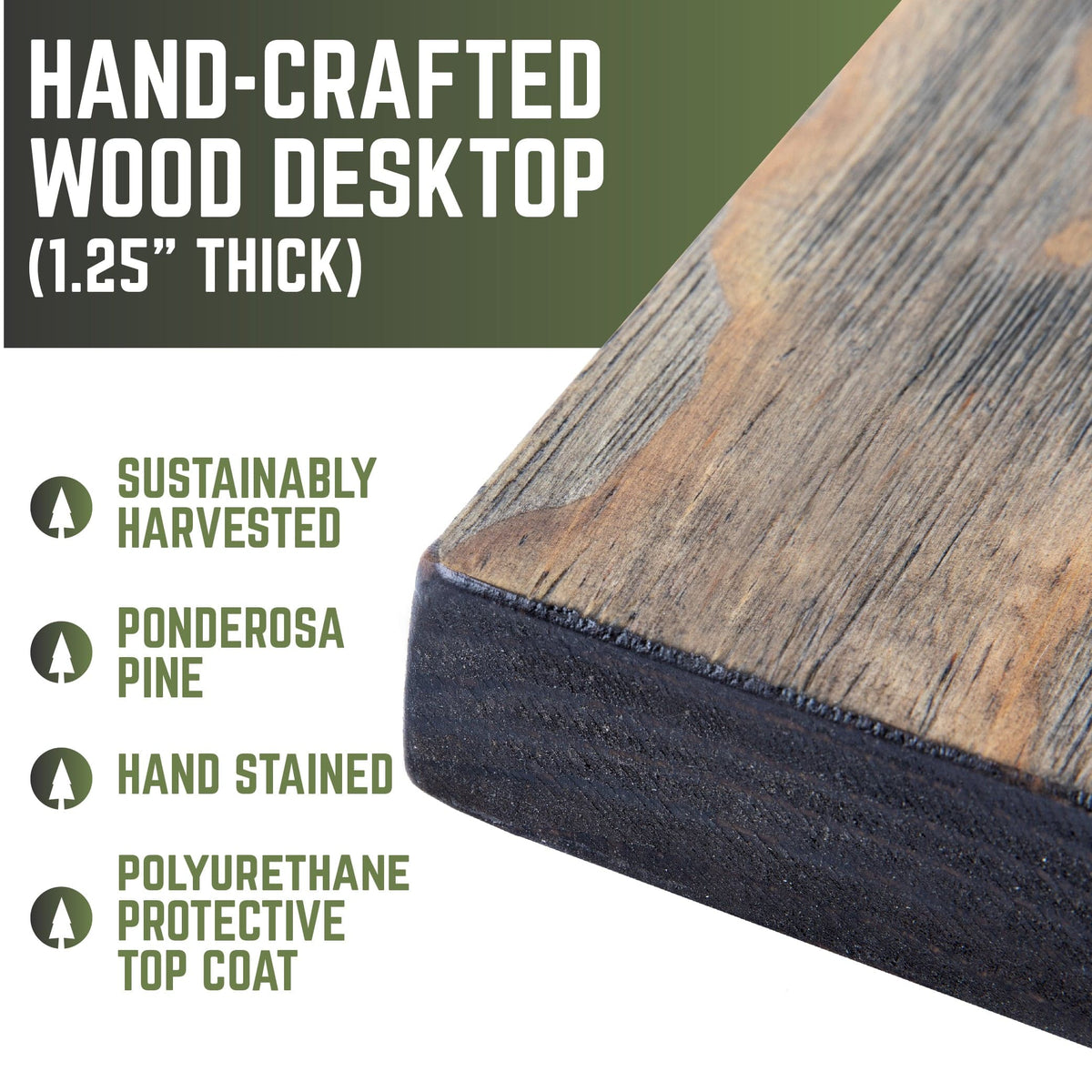 RESTORE Boulder Black Solid Wood Desk Tabletop