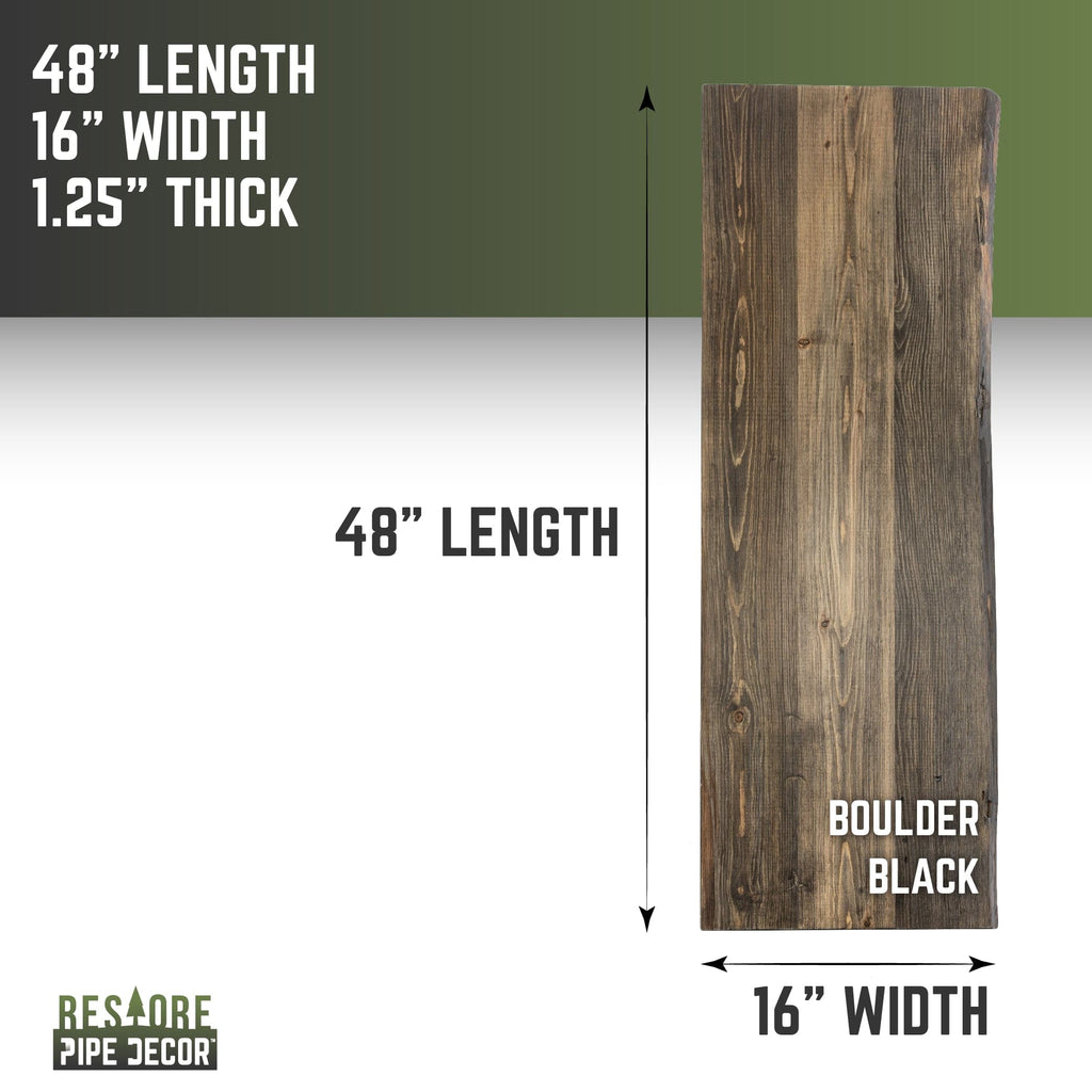 RESTORE Boulder Black Solid Live Edge Wood Console Tabletop