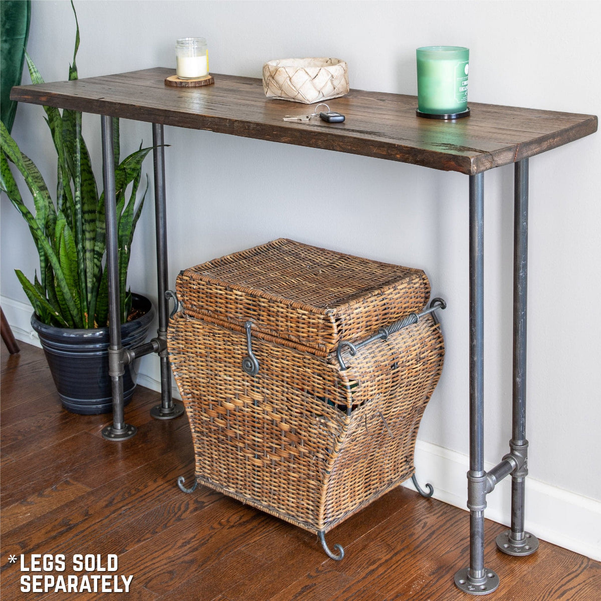 RESTORE Boulder Black Solid Live Edge Wood Console Tabletop