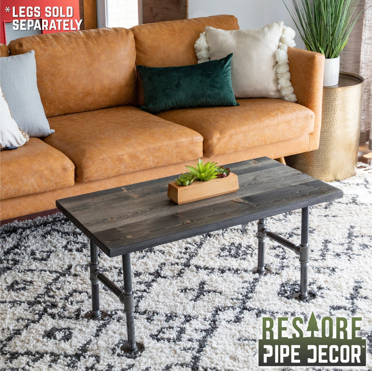 RESTORE Boulder Black Solid Wood Coffee Tabletop