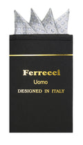 Pre-Folded Microfiber Grey Geometric Handkerchief Pocket Square