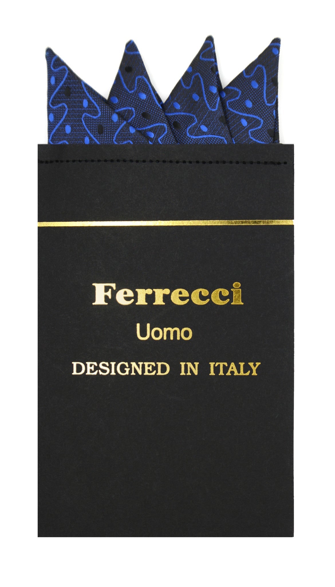 Pre-Folded Microfiber Black Blue Stripe Handkerchief Pocket Square