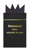 Pre-Folded Microfiber Black Red Stripe Handkerchief Pocket Square
