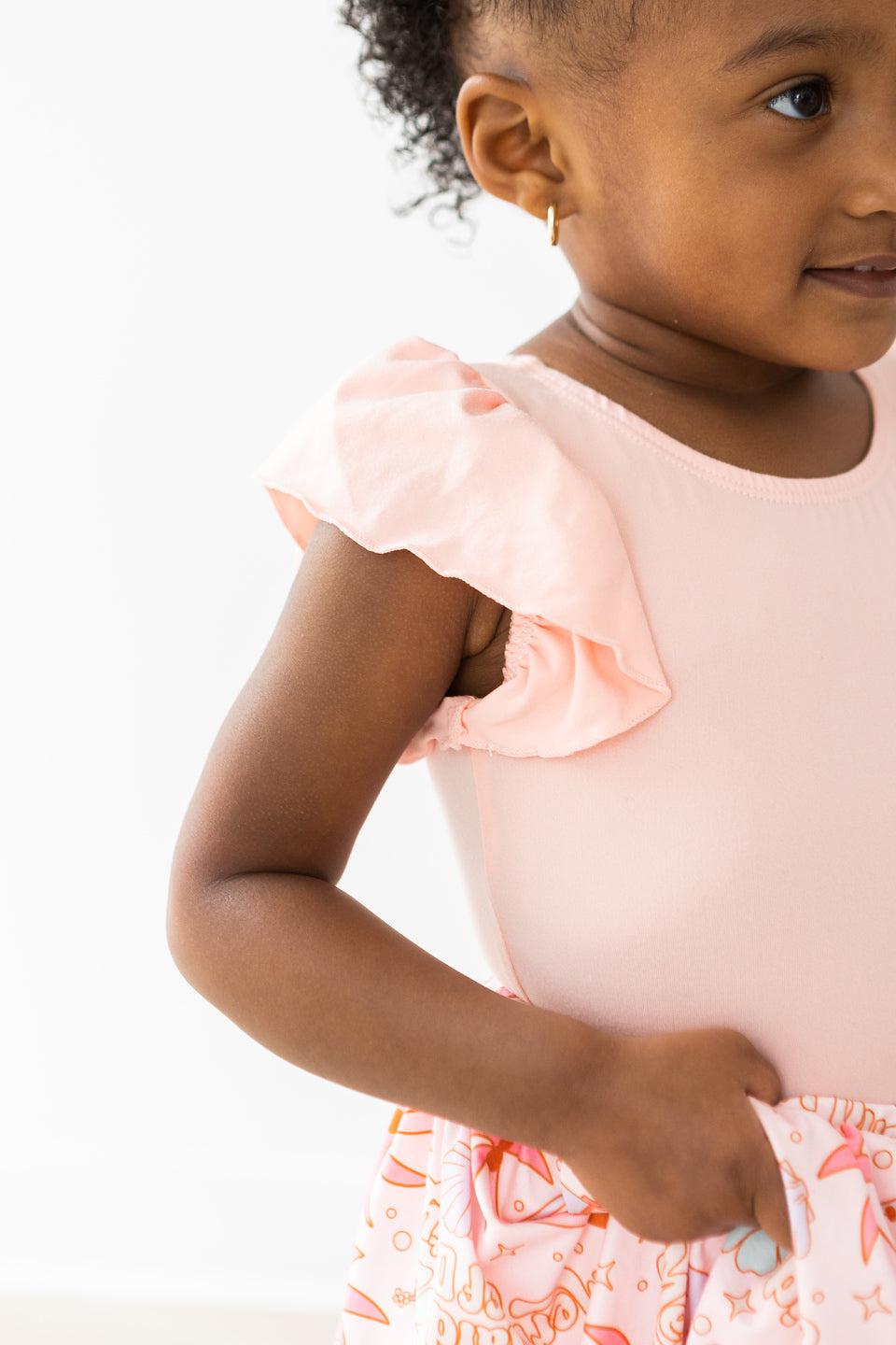 SALE Peach S/S Flutter Sleeve Leotard