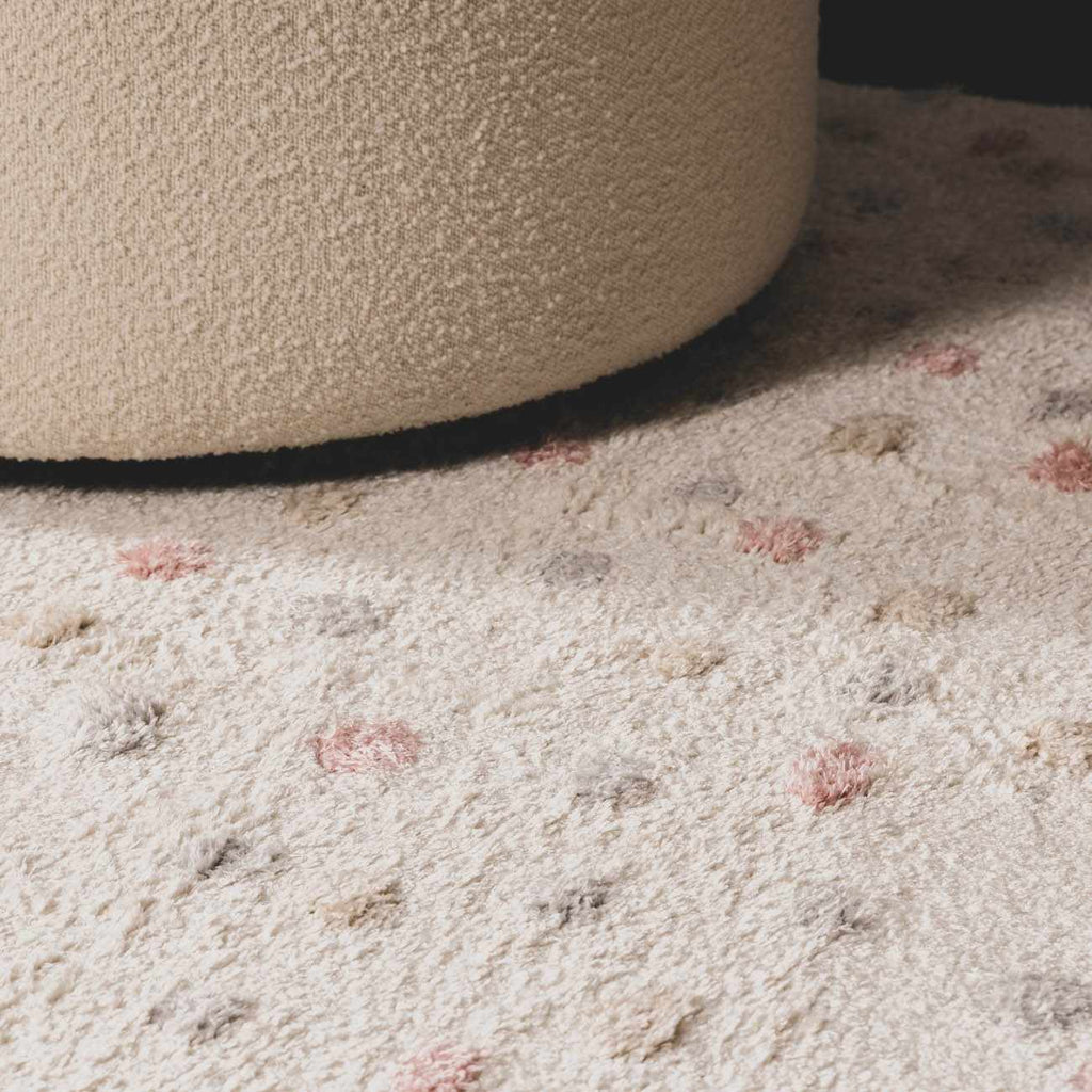 Cansu Pink & Cream Dotted Area Rug