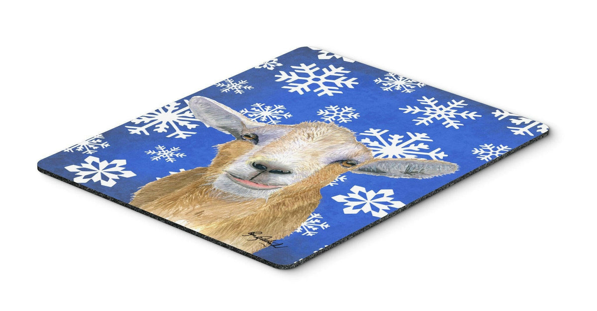 Goat Winter Snowflakes Holiday Mouse Pad, Heat Resistant Trivet Hot Pad , Non Slip Rubber Desk Mat, Kitchen Counter Protector, Home Office Decor Gift