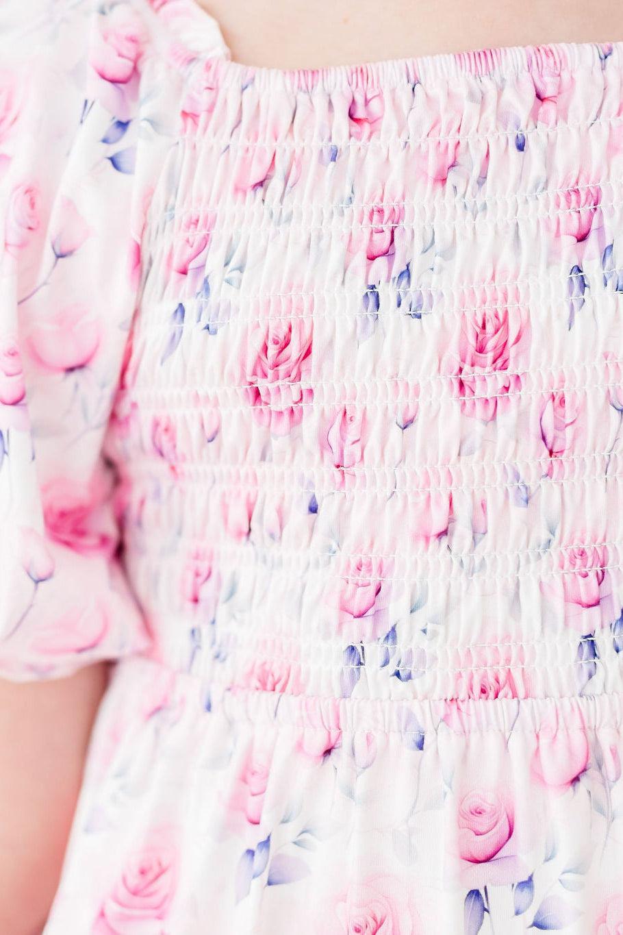 SALE Rose Garden Smocked Ruffle Dress