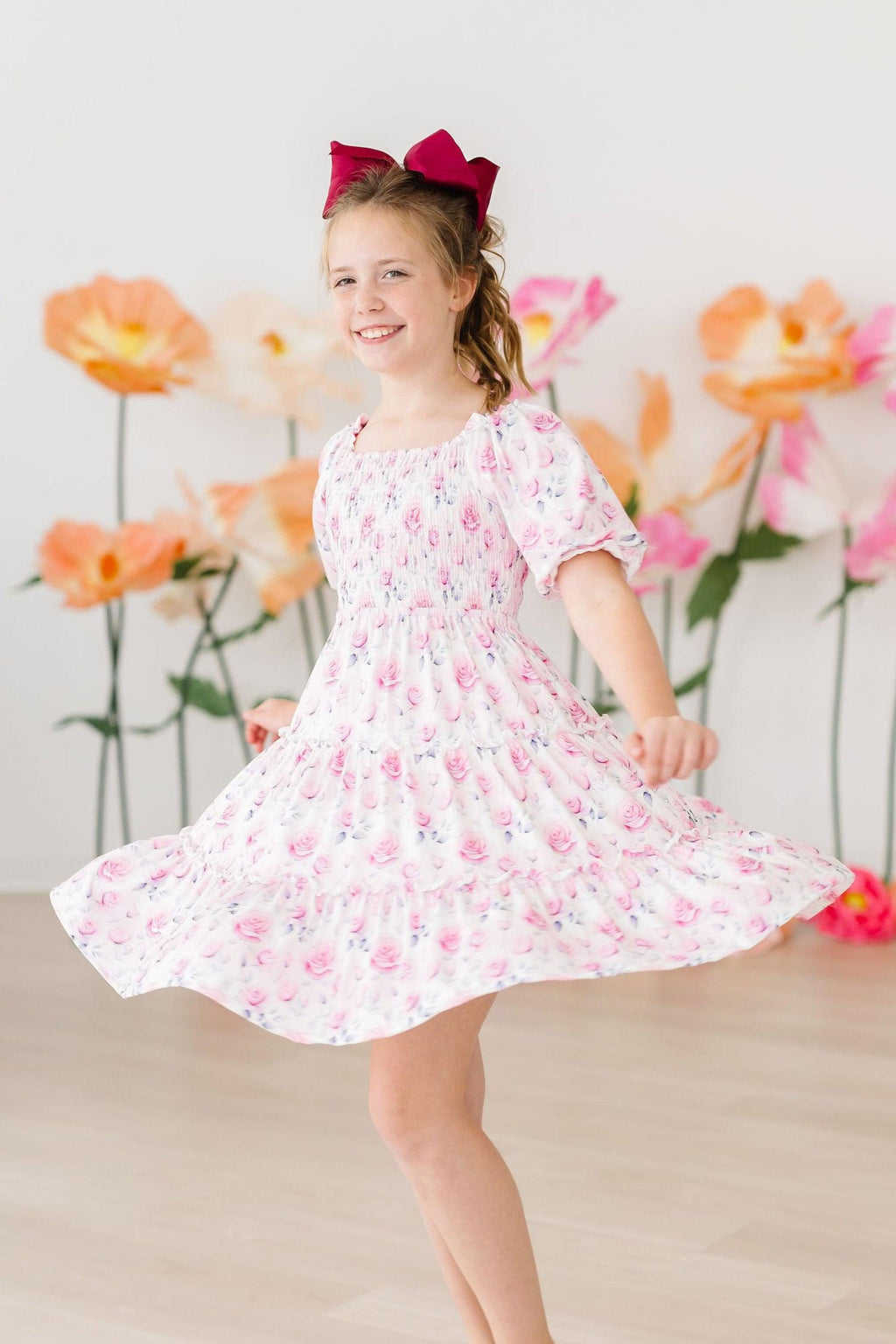 SALE Rose Garden Smocked Ruffle Dress