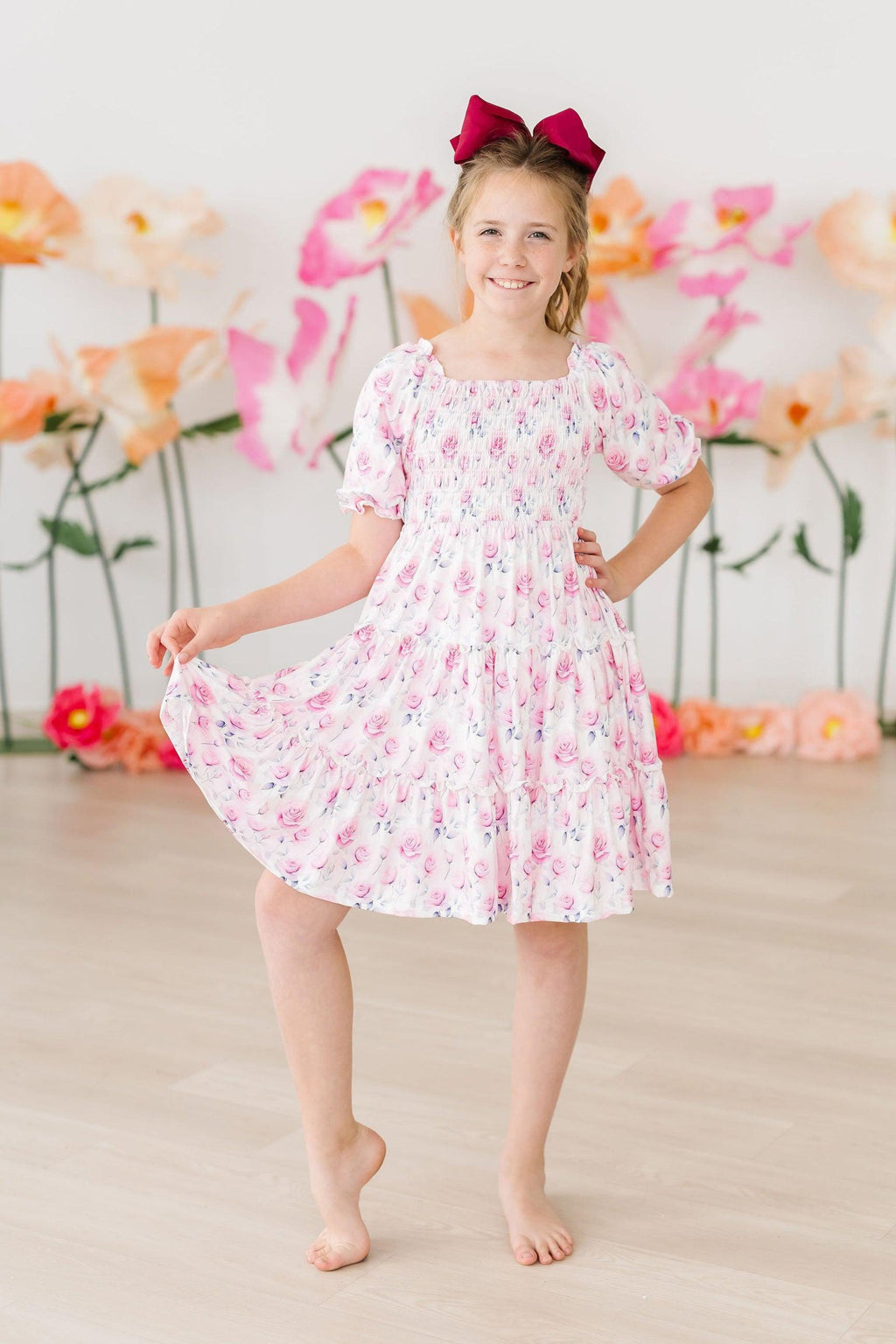 SALE Rose Garden Smocked Ruffle Dress
