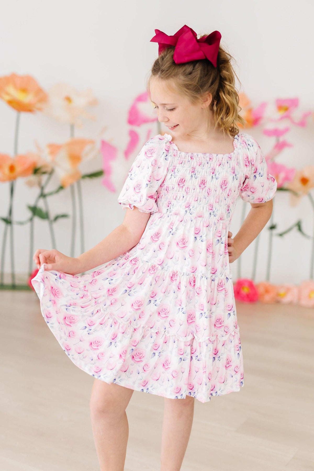 SALE Rose Garden Smocked Ruffle Dress