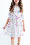 SALE Rainbow Vibes 3/4 Sleeve Pocket Twirl Dress