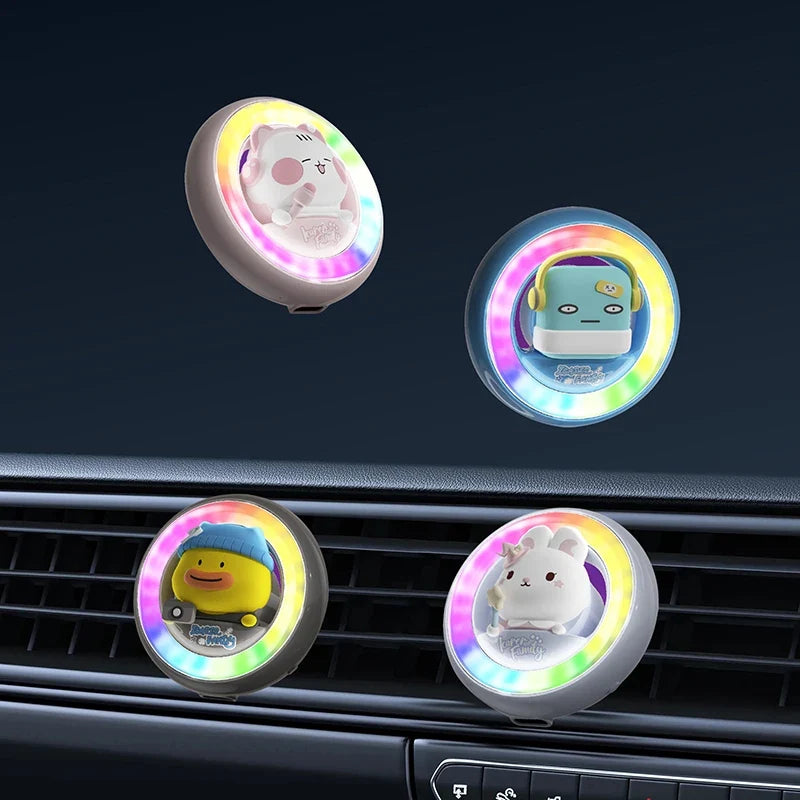 RGB Voice-Controlled Car Air Vent Rhythm Light | Aromatherapy Diffuser with 2 Unscented PE Tablets and 2 Refill Bottles