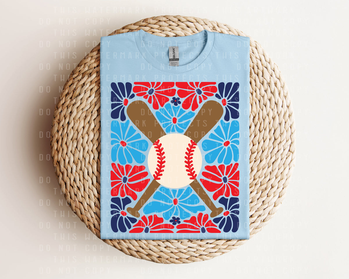 Baseball Floral Graphic Tee